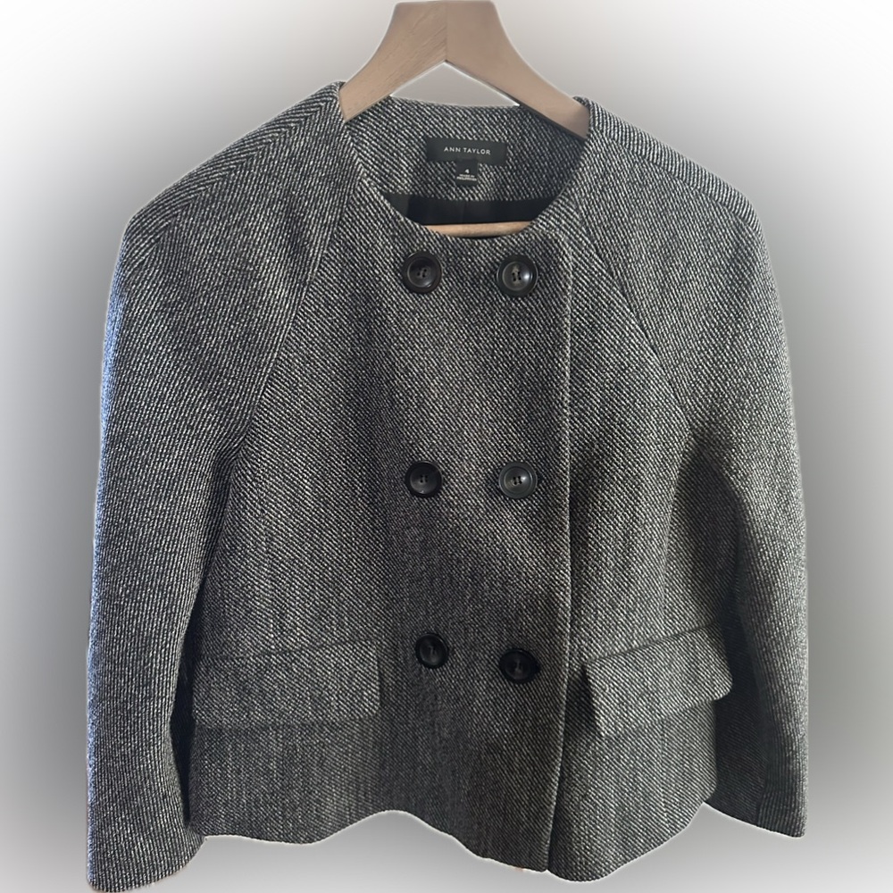 Ann Taylor Gray Double-Breasted Jacket
